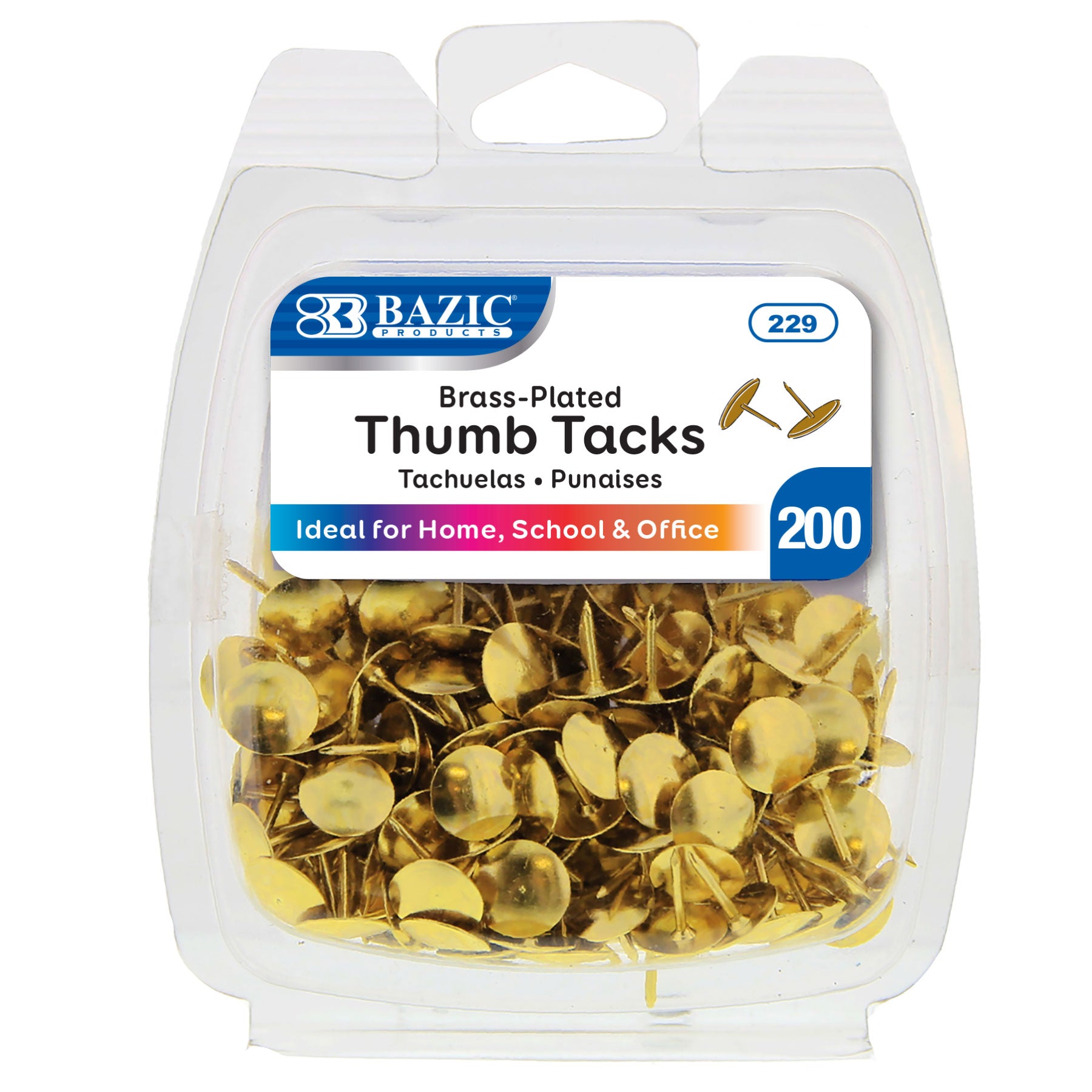 Thumbtacks Brass/Gold 200ct