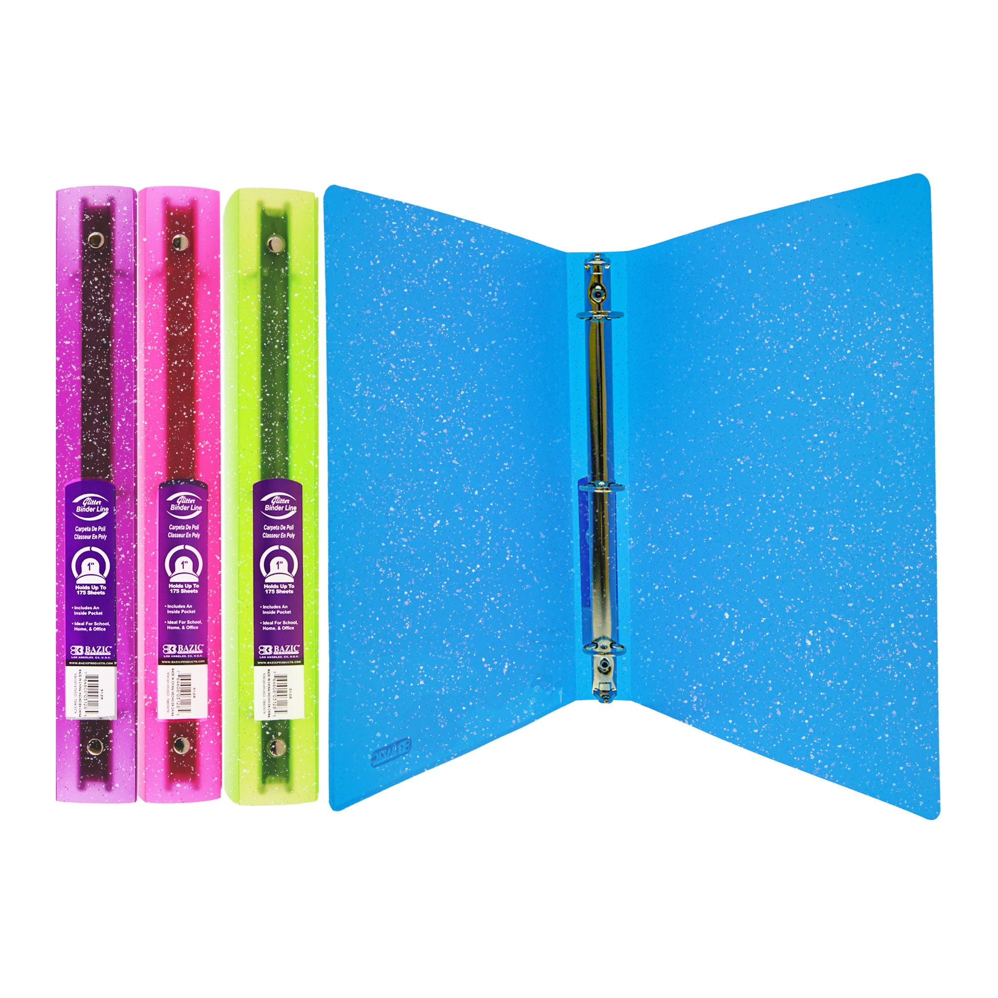 1" Flex Binder Glitter Bazic