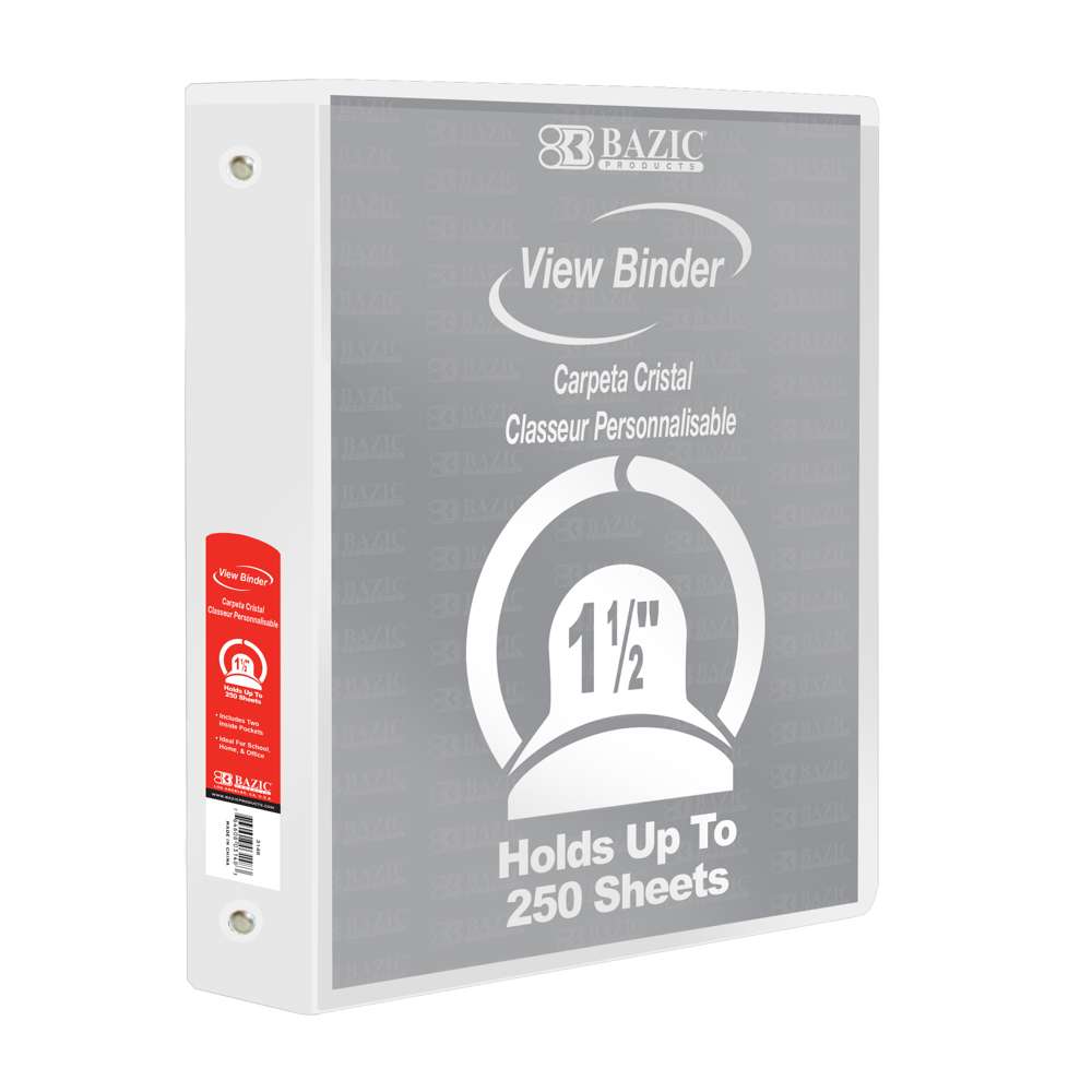 1.5" View Binder White Bazic
