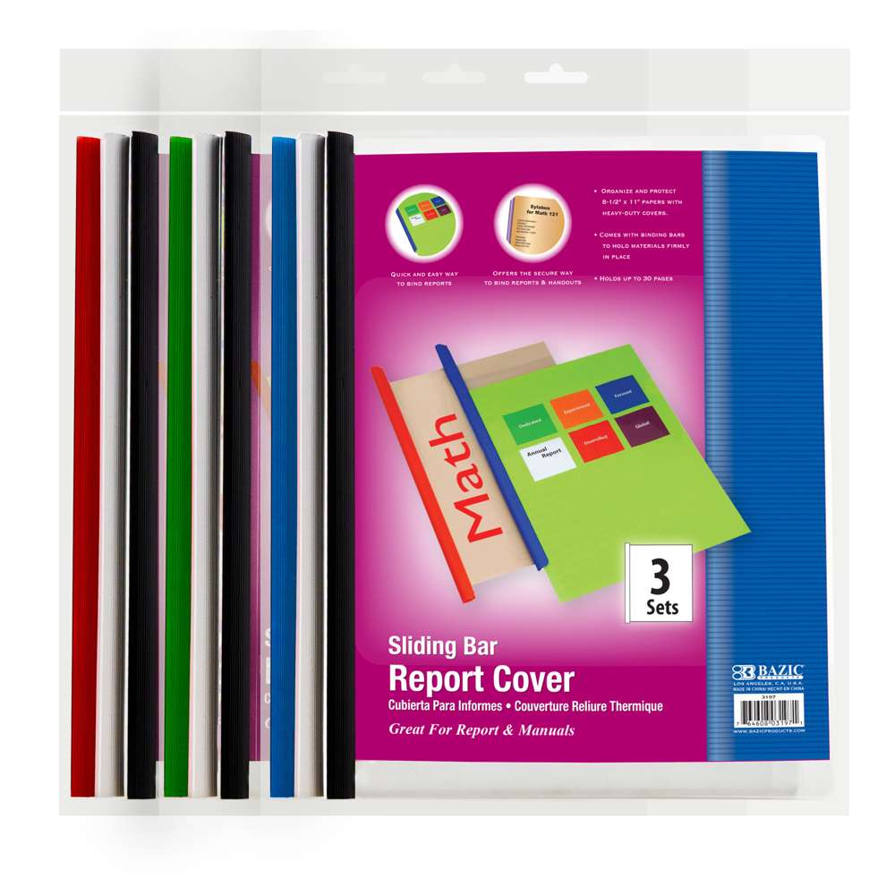Report Cover Plastic Spine 3pk