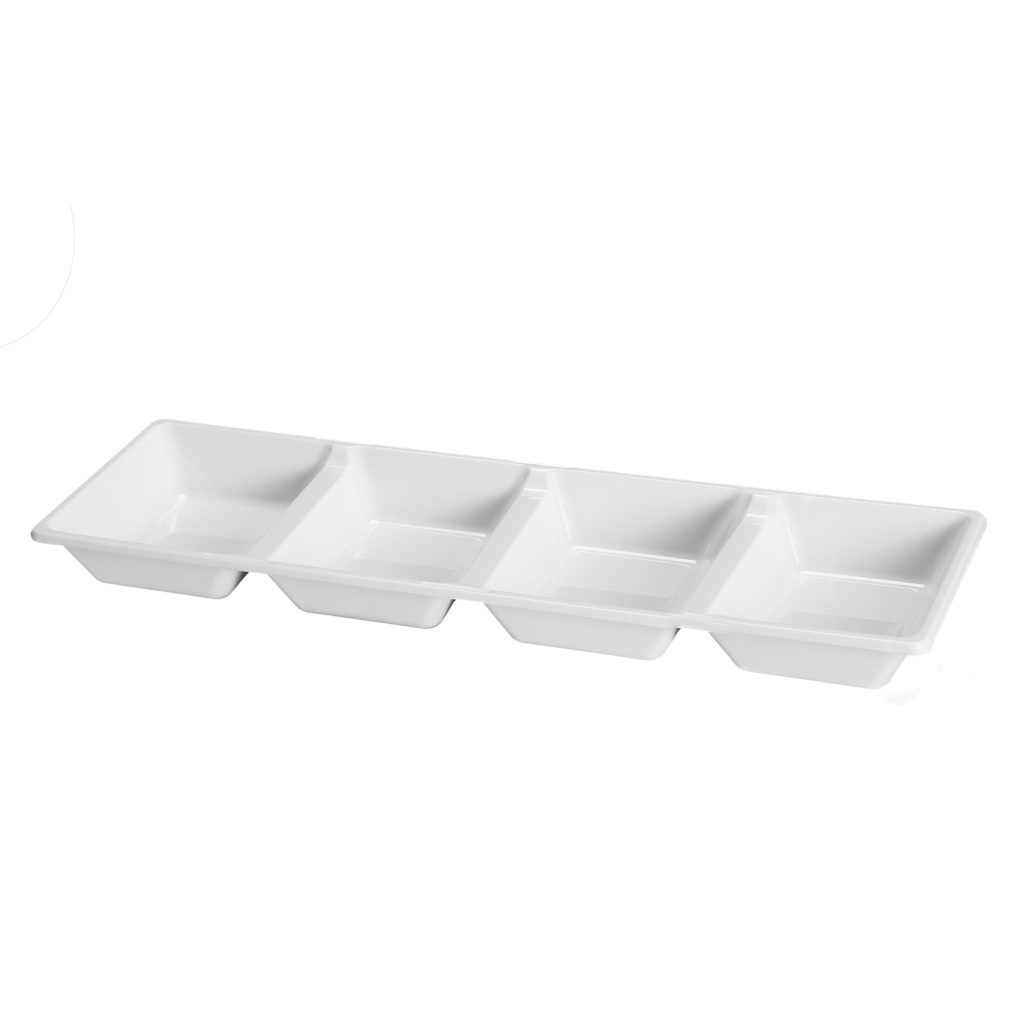 4 Section Obl Serv Tray WH