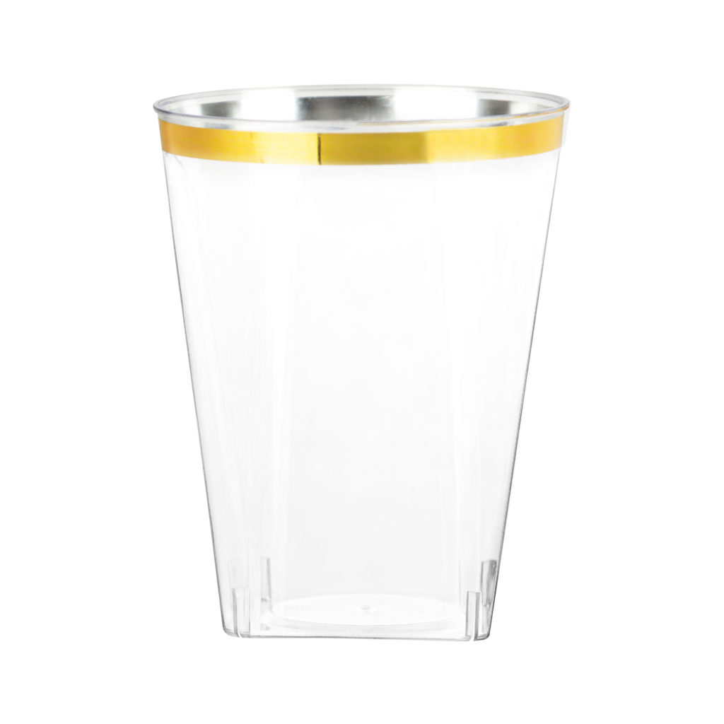 Tumbler 10oz Sq Gold Rim 20c