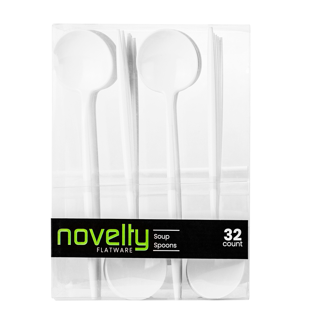 Novelty WHITE Soup Spoon 32ct
