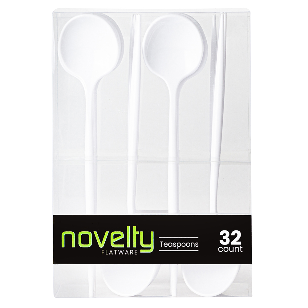 Novelty WHITE Tea Spoon 32ct