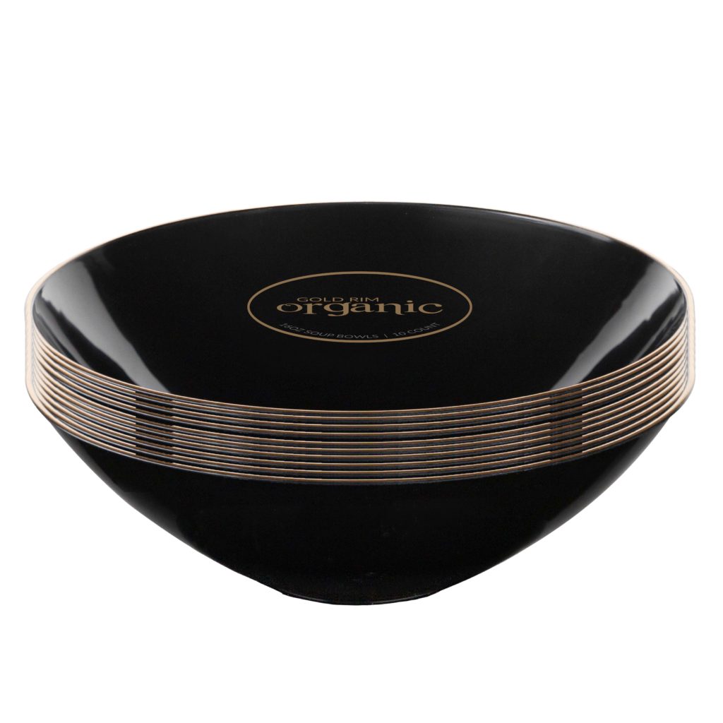 Organic 16oz Bowl 10ct Blk/Gol