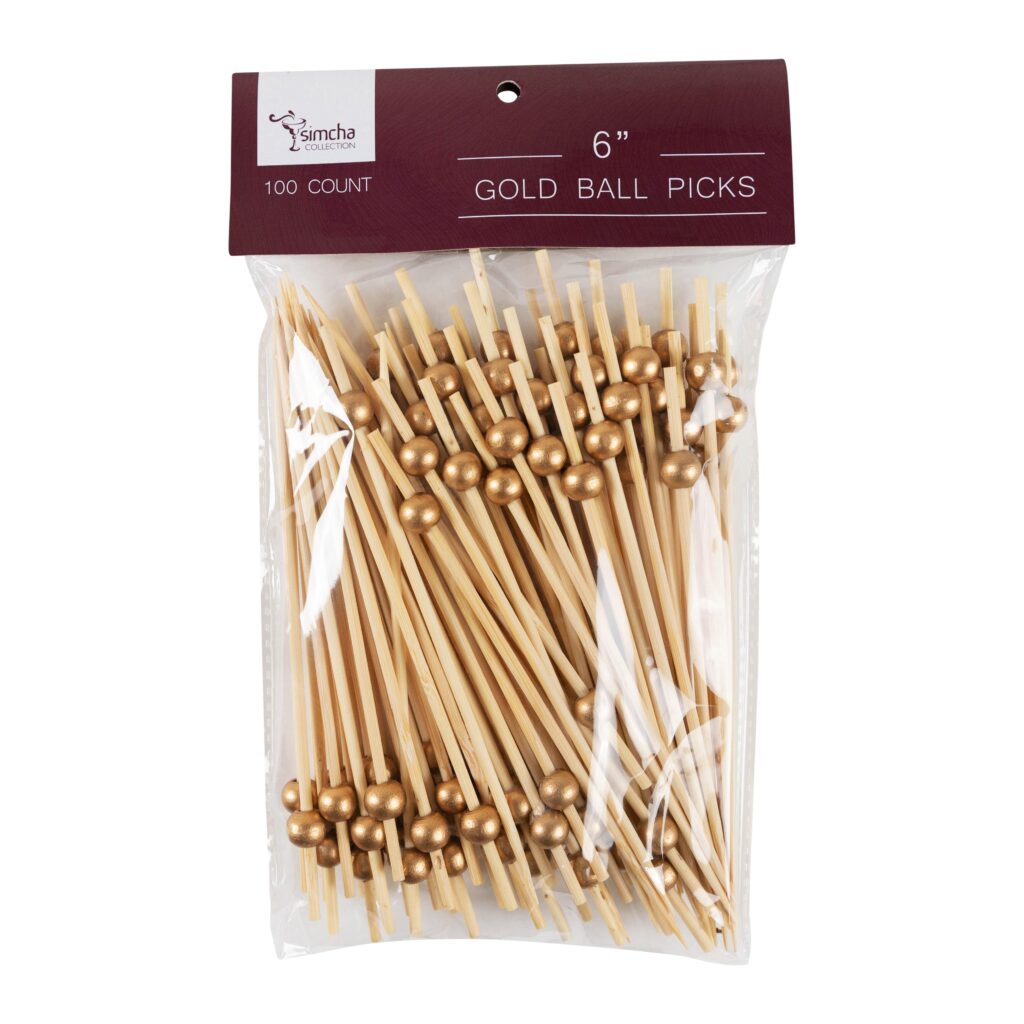 Gold Ball Picks 6" - 100ct.