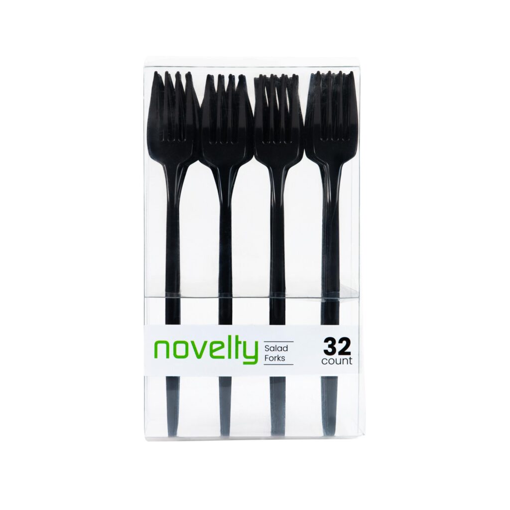 Novelty Black Salad Fork 32ct