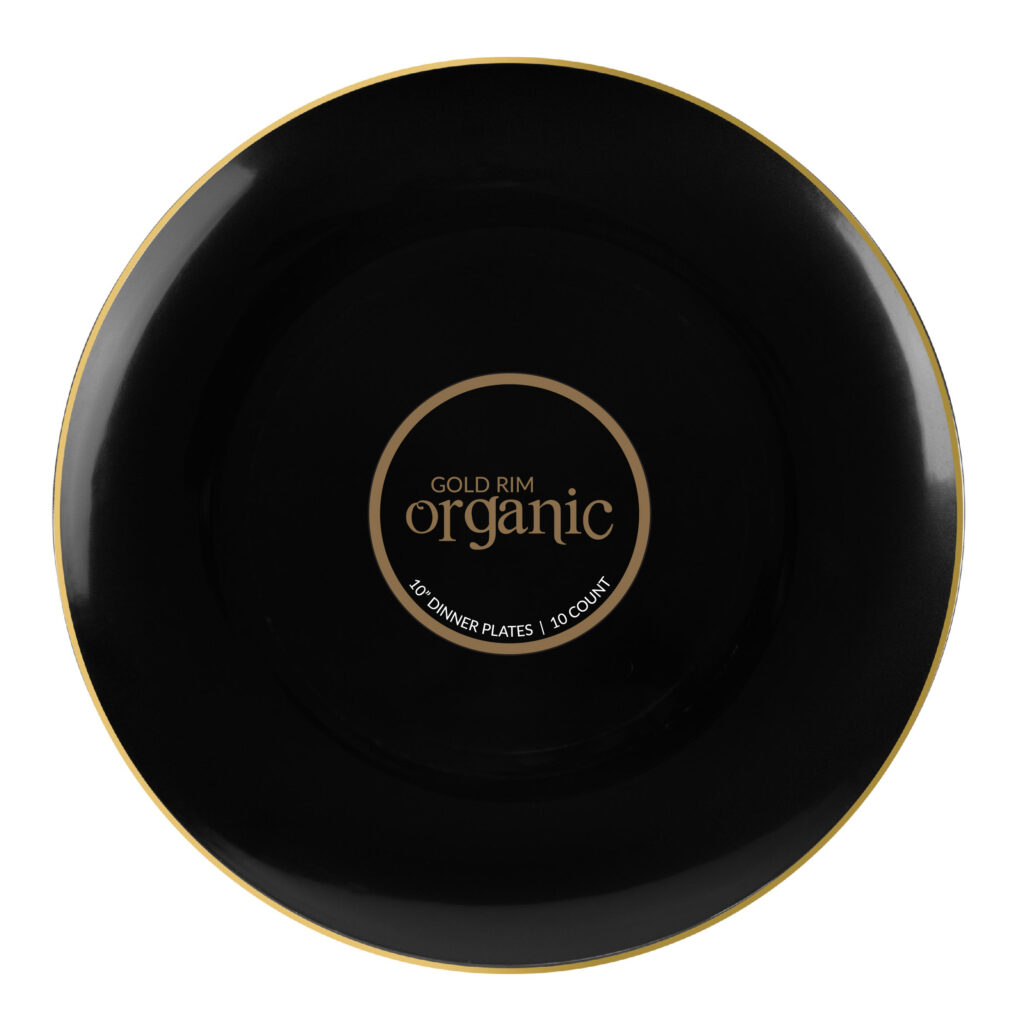 Organic 10" BlkWgoldRim-10ct