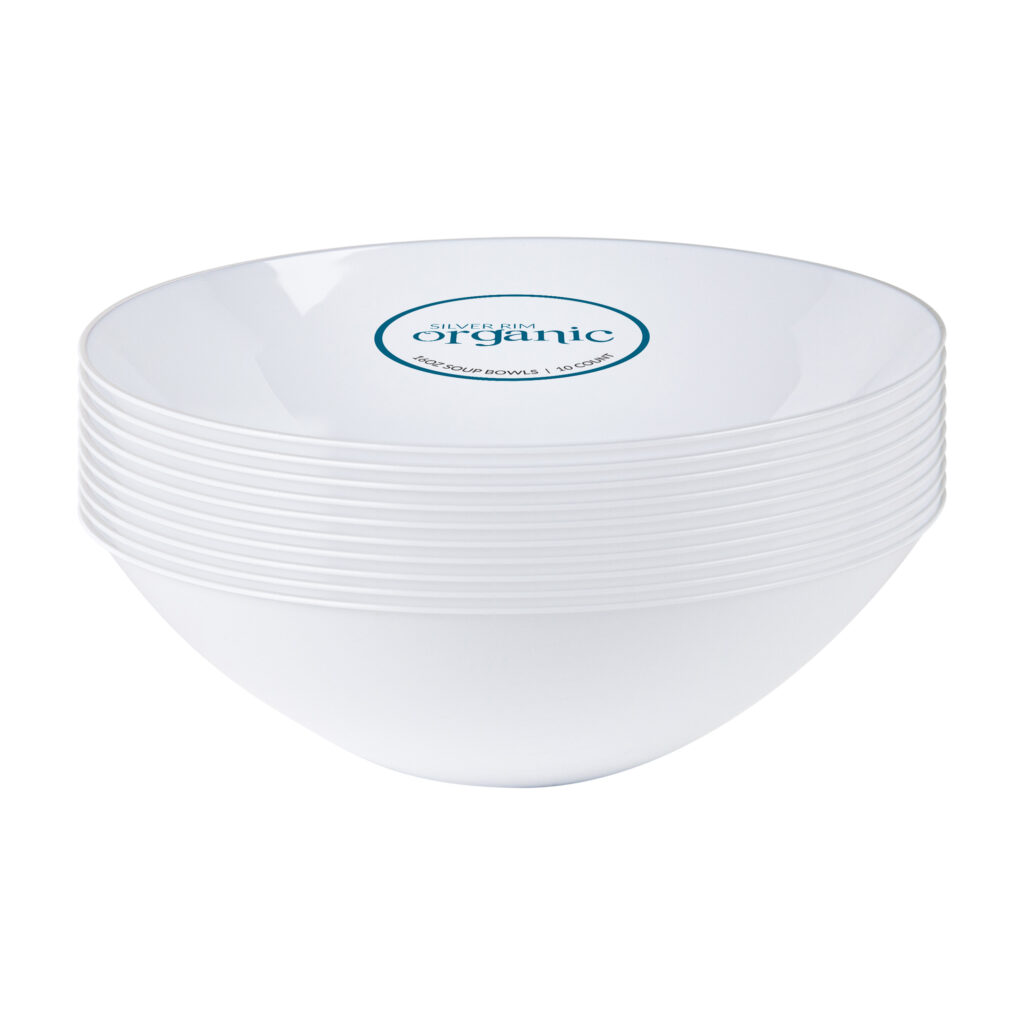 Organic 16oz Bowl 10ct Wht/Sil