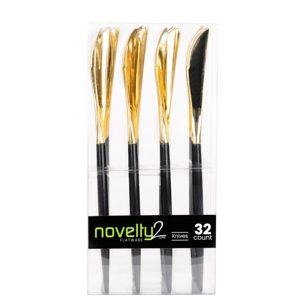 Novelty BLK/GLD Knife 32ct.