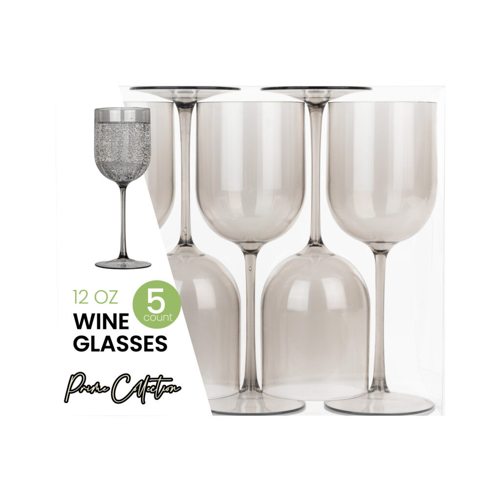 Wine Glass 12oz SmkGrey 5ct