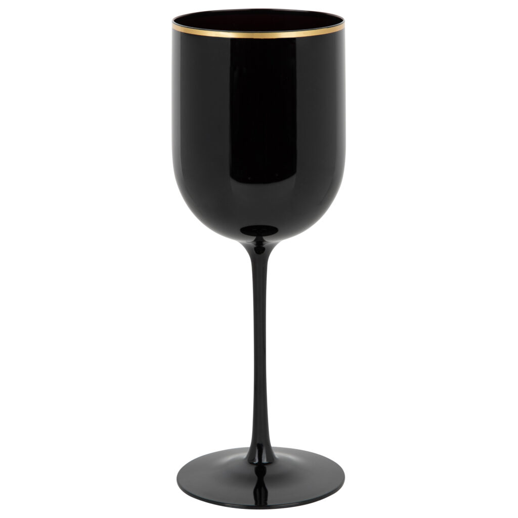 Wine Glass 12oz Blk/Gld 5ct