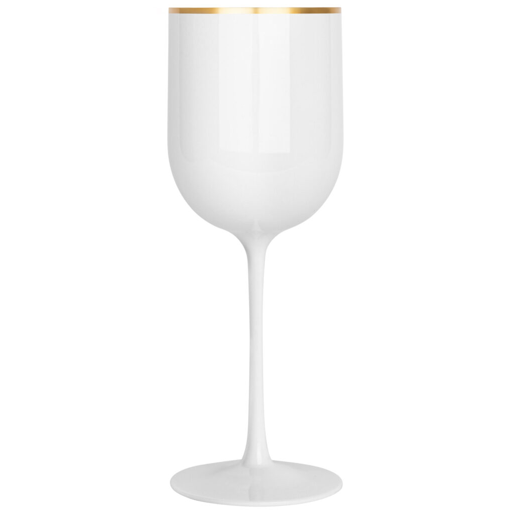 Wine Glass 12oz Wht/Gld 5ct