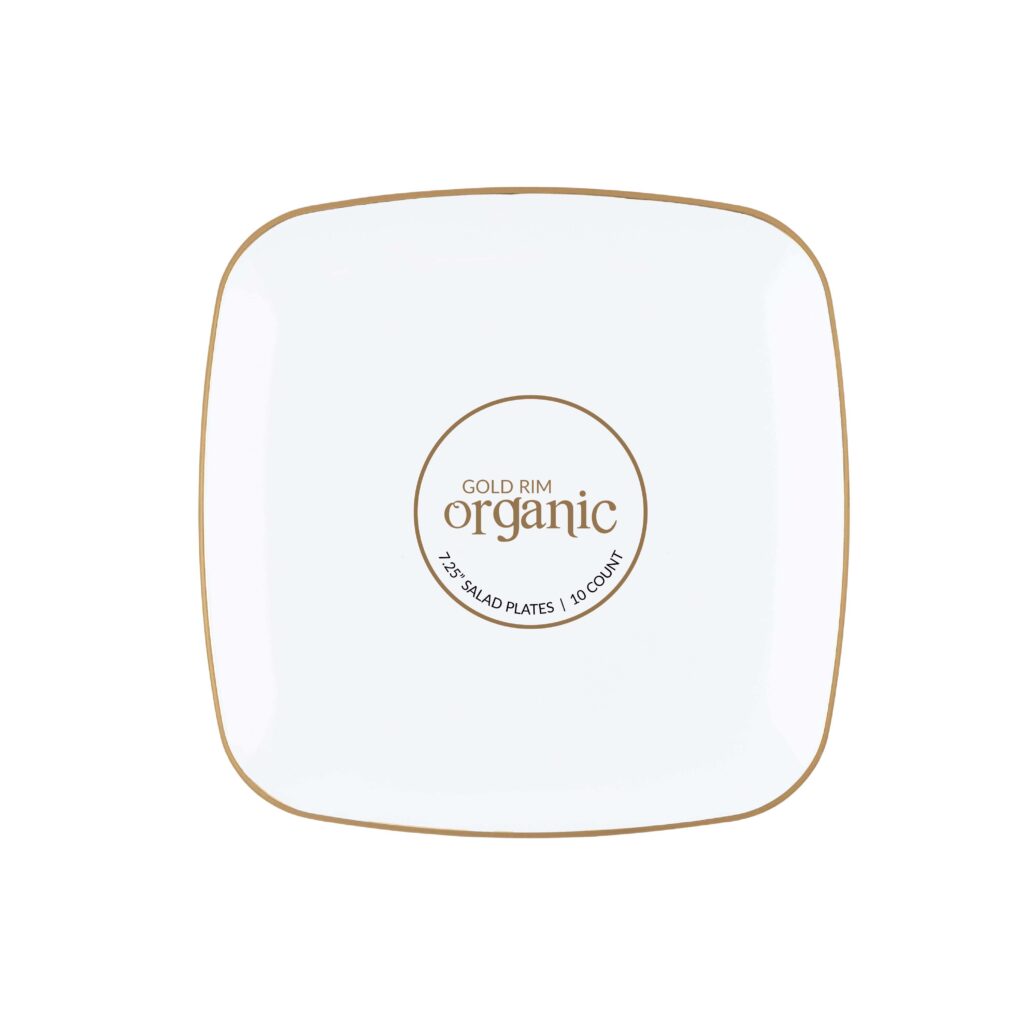 Organic Sq 7.25" WHT/Gold Rim