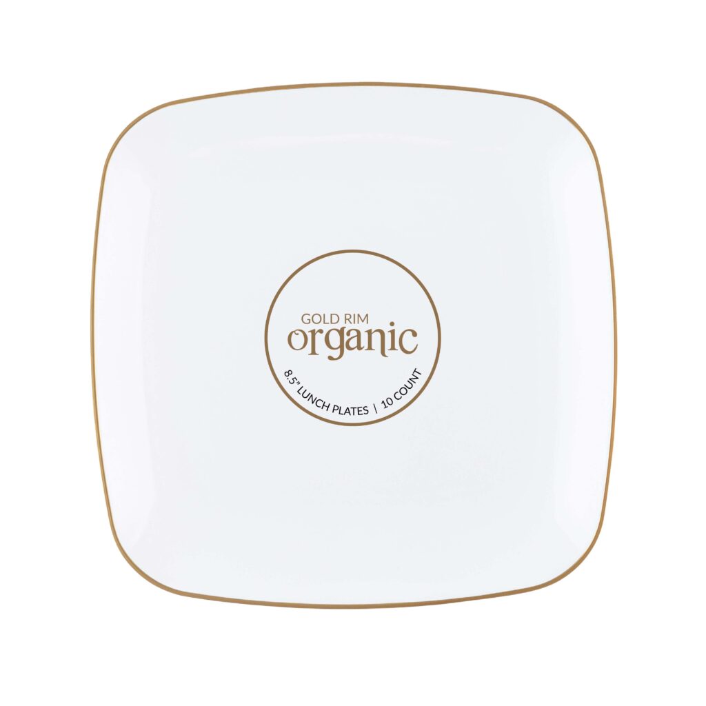 Organic Sq 8.5" WHT/Gold Rim