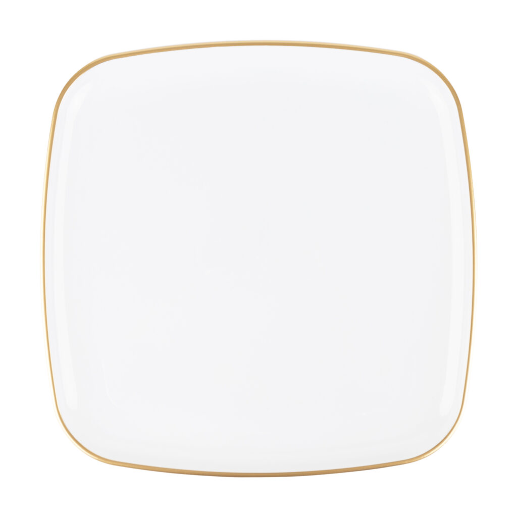 Organic Sq Tray 14" Wht/Gol