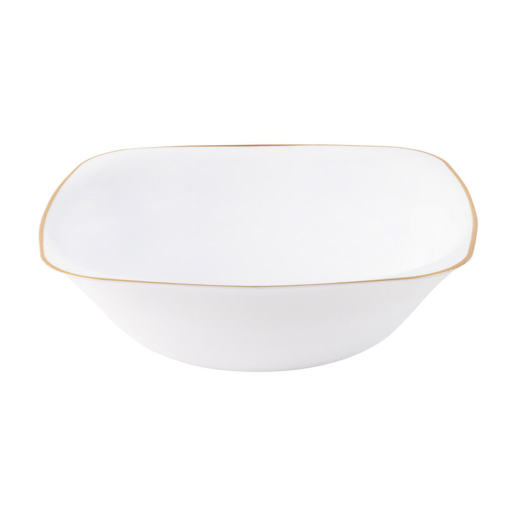 Organic Sq 16z Bowl WHT/GldRim