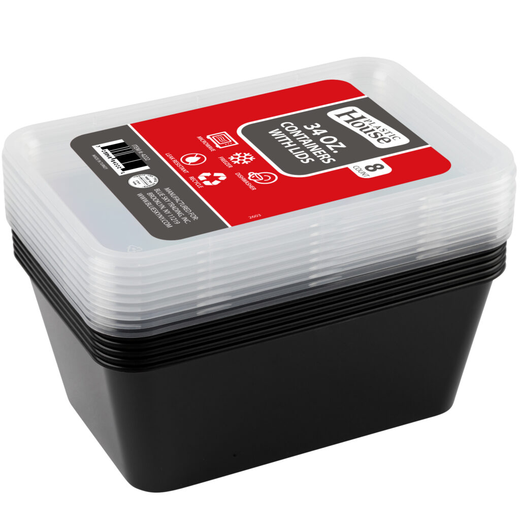 Microw 34oz Rect w/llid 10cBlk