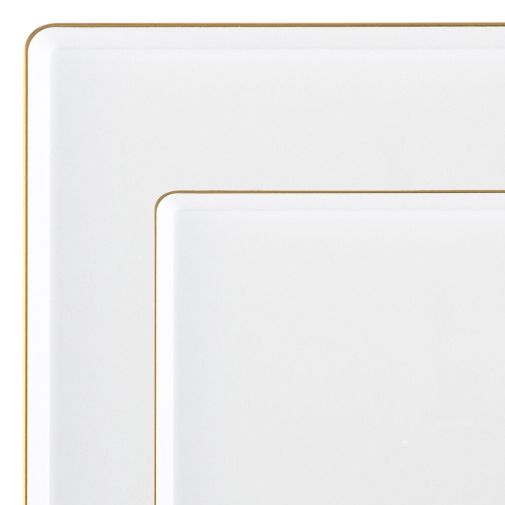 Sq Edge Plates 5" 10ct Wh/G