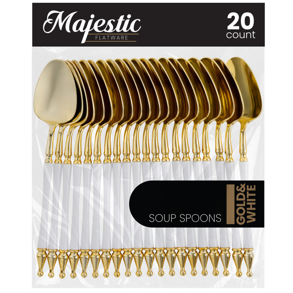 Majestic WHT/Gld Soup Spn 20ct
