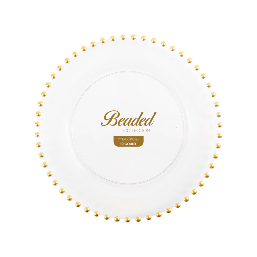 Beaded Clear/Gold 7" 10ct