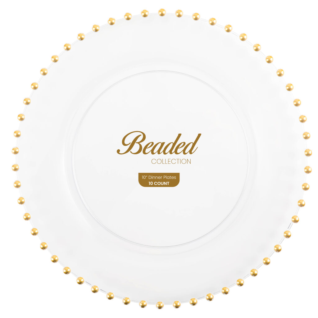 Beaded Clear/Gold 10" 10ct