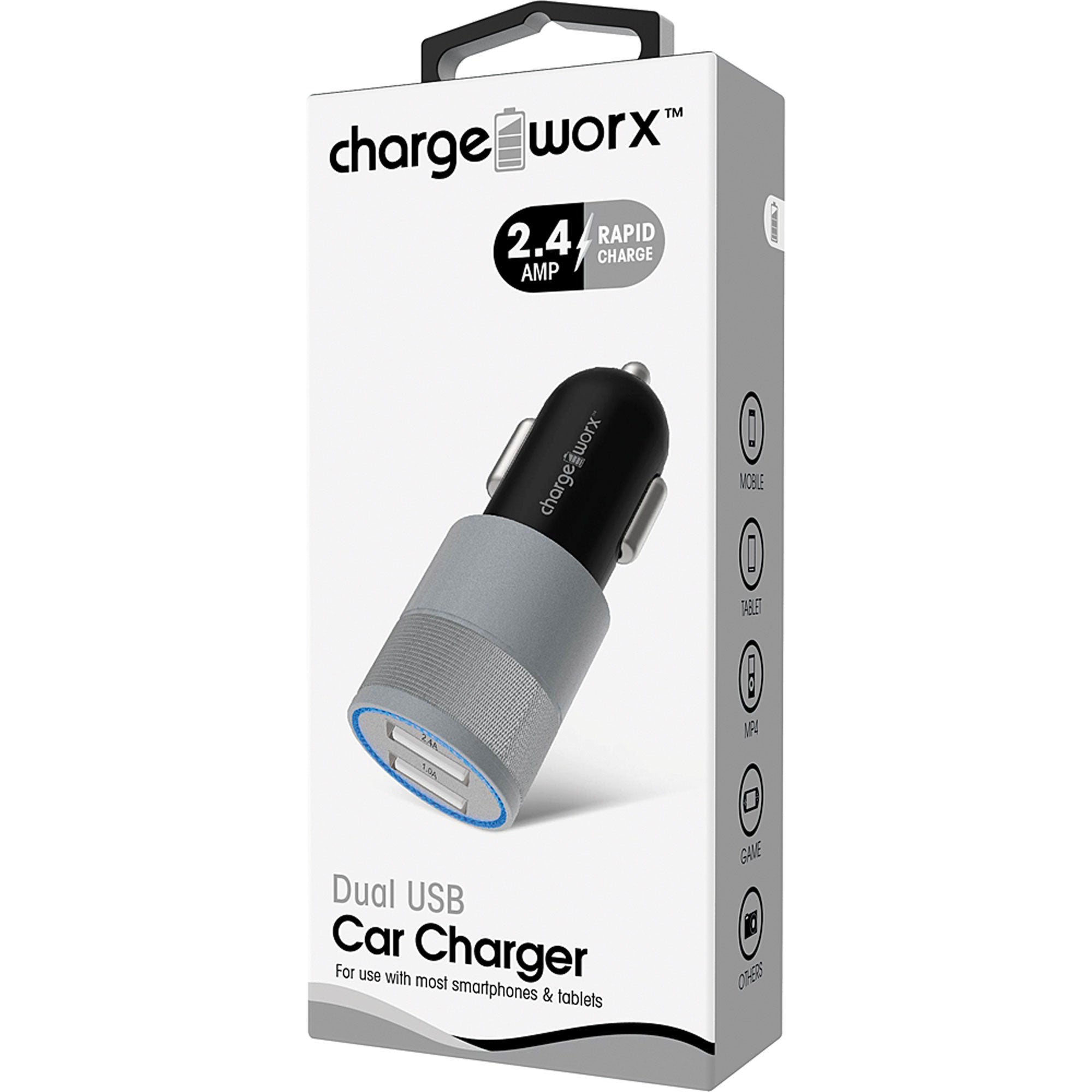 Dual USB Car Charger 2.4a BK/G