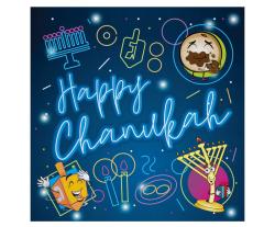 Happy Chanukah Napkin Blue Glo