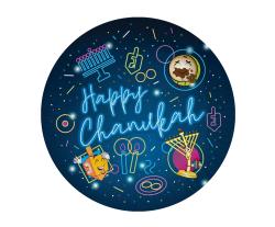 Happy Chanukah Plate 9" Blue G