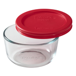 Pyrex 1-cup round w/RED cover
