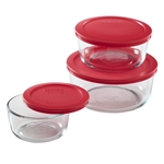 Pyrex 6pc Round RED
