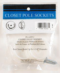Closet Pole Plstc Socket Wh Bg