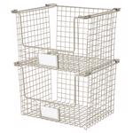 Stackable Wire Basket Lrg Silv