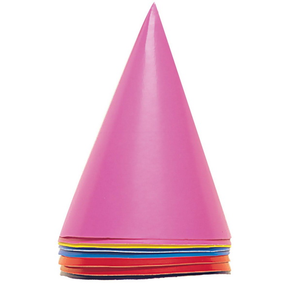 Party Hats Asstd Solid 8pk