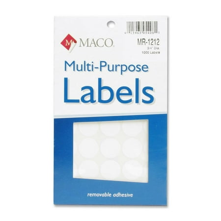 Labels Round ¾" White 1000/Bx
