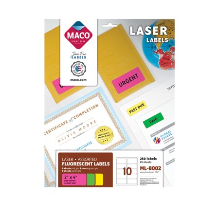 Label 10/Sht x25 Asst-Glo 2x4