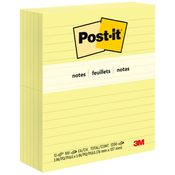 Post-It Notes 3x5 Lined Yellow