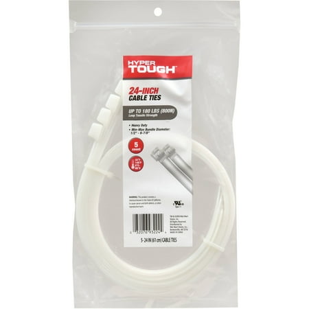 Cable Ties 24" Wht 180Lb 5pk.