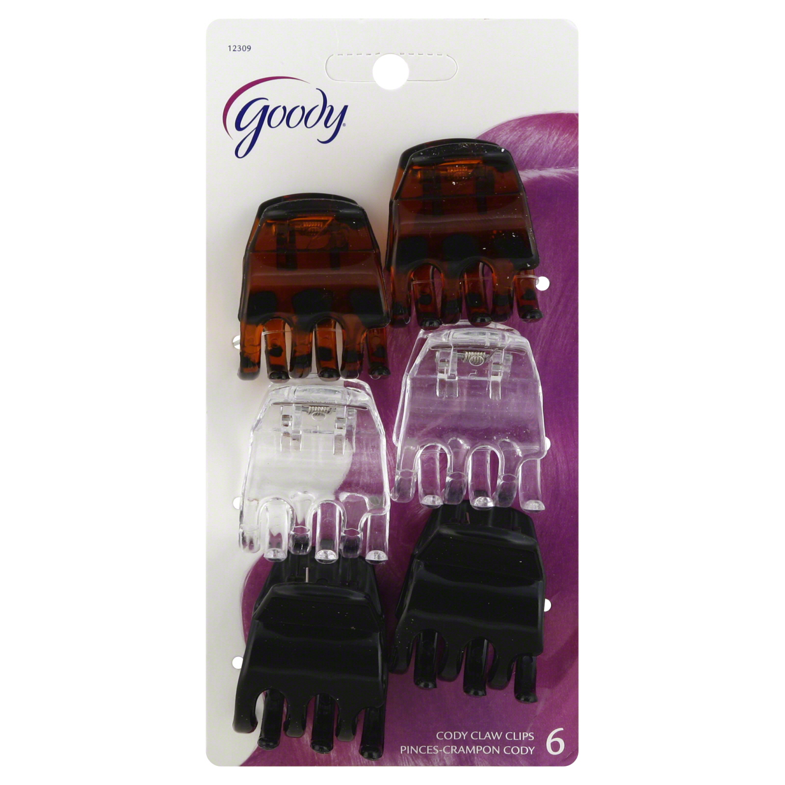 Goody Half Size Claw Clip 6pk.