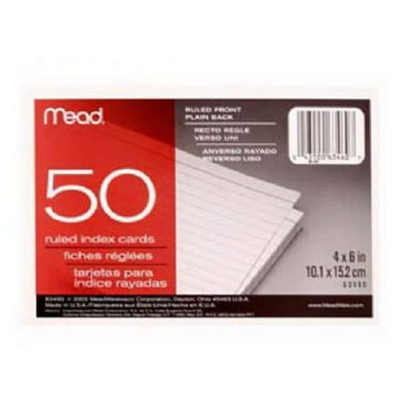 Index Card 4x6 Ruled 50ct Mead