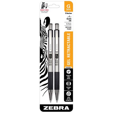 Zebra G-301 Gel Black Fine 2ct
