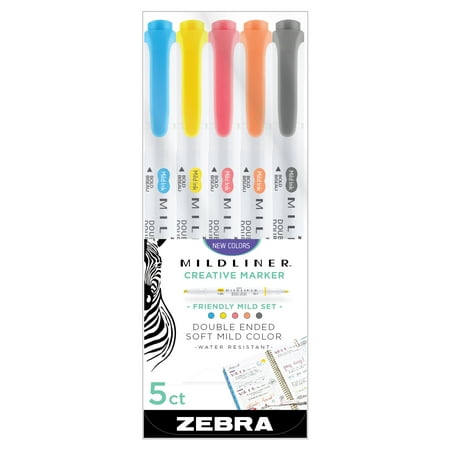 Mildliner 2-end Soft 5pk Zebra