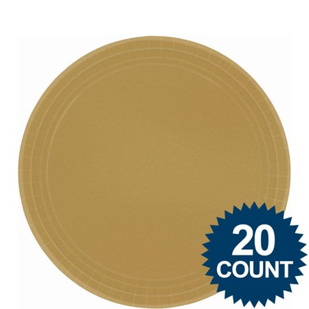 9" Paper Plate Glittering Gold