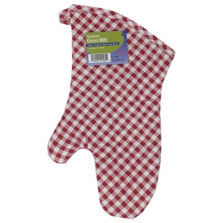 Gingham Mitts Red
