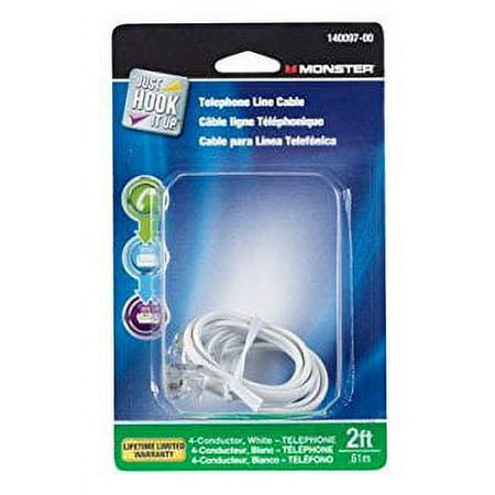 Modular Line Cord 2' White Mon