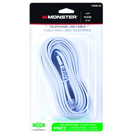 Modular Line Cord 25' White Mo