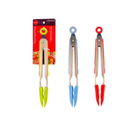 Tongs 9" SS/Silicone Asstd Luc