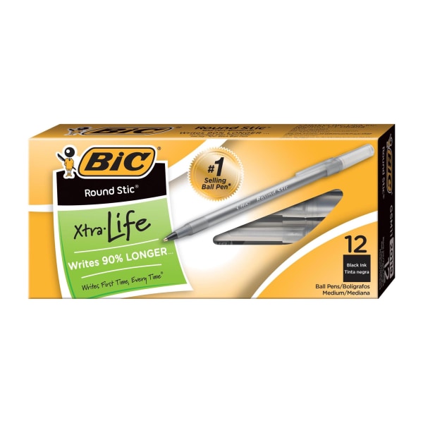 Bic Round Stic Black 12ct BOX