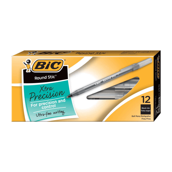 Bic Round Stic Black 12ct Fine
