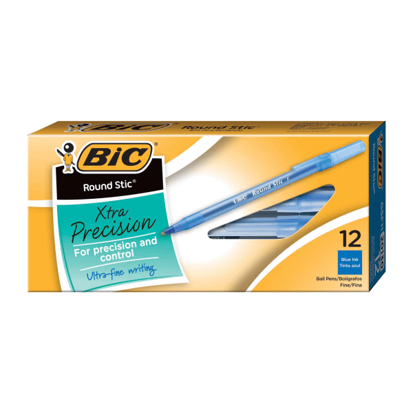 Bic Round Stic Blue 12ct Fine